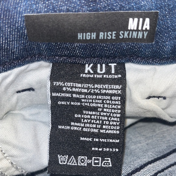Kut From The Kloth Mia high rise distressed blue skinny jeans Size 16 - Picture 9 of 9